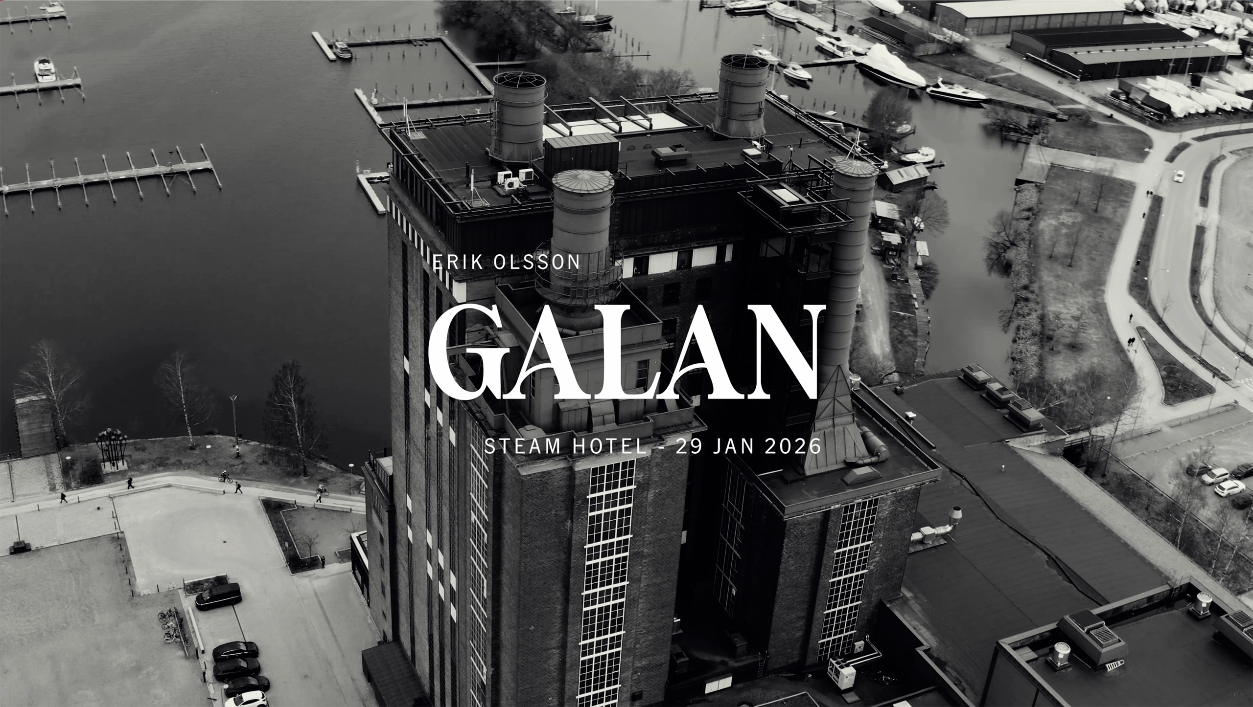 EO-galan 2026 på Steam Hotel i Västerås – flygbild över byggnaden där Erik Olsson samlade över 350 medarbetare för konferens och gala